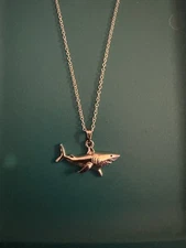 20 inch 925 Sterling Silver cable chain with Shark pendant 10% to charity