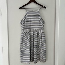 Banana Republic Navy & White Striped Halter Midi Dress Size 12
