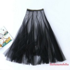 Women Lace Fishtail Skirt Tulle Mesh Organza Underskirt Petticoat Sheer