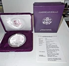 1990 Silver American Eagle One Dollar Coin, SF, Box, COA