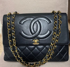 Ultra-Rare Vintage Chanel 1991 Black Lambskin Double CC Maxi Flap Bag 24K GP