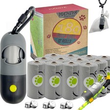 Dog Poop Bags Holder with LED Flashlight Pet Waste Bags Dispenser for Leash D...