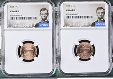2025 P/D Lincoln Cent Set Graded NGC MS-66 w/ Abraham Lincoln Special Label