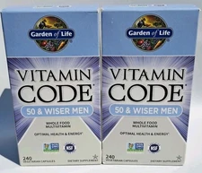 2 Pack Garden of Life Vitamin Code 50 & Wiser Men Multivitamin, 240ct Per Bottle