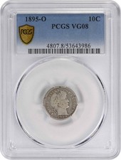1895-O Barber Silver Dime VG08 PCGS