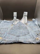 Vintage 90s Y2K D'Mode Classix Denim Shortalls Overalls Size S Rigid 100 Cotton
