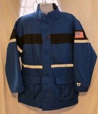 Unisex Work Coat Workrite Uniform Co Nomex IIIA Long Quilt Lined Sz L Blue