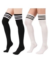 Zando Women Stripe Tube Dresses Over the Knee Thigh One Size, F White  Black