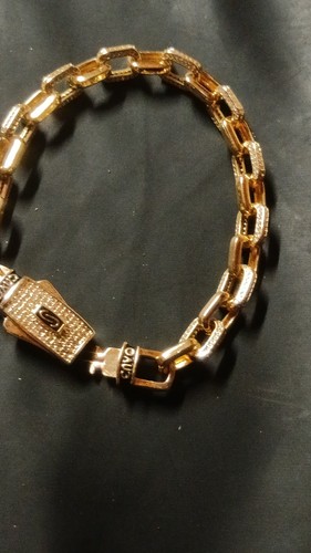 CUAVO Gold Chain Oval Link Men's Bracelet with Box Closure, Metal Gold-Tone