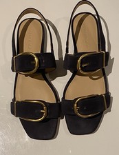 New Veronica Beard Blue Maglio Suede Dual-Buckle Slingback Sandals Size 8M