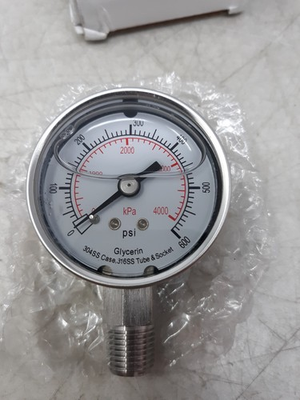 #ad Grainger 4CFG4A Glycerin Pressure Gauge 0 600 PSI 304SS Case 316SS Tube $39.99
