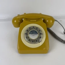 Retro 1960s Replica Telephone Push Button Wild & Wolf 746 Phone Mustard Yellow