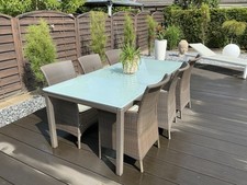 Outdoor Gartenmöbel, Esstisch mit Stühlen,  edle Flechtoptik im DEDON Design
