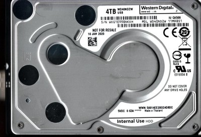 WD40NDZW-11MR8S1 S/N: WXG1E WESTERN DIGITAL 4TB THAILAND JAN 2020