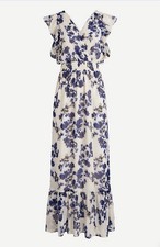 Express Women Maxi Dress Floral Flutter Sleeve Surplice Smocked XS Retails $108
