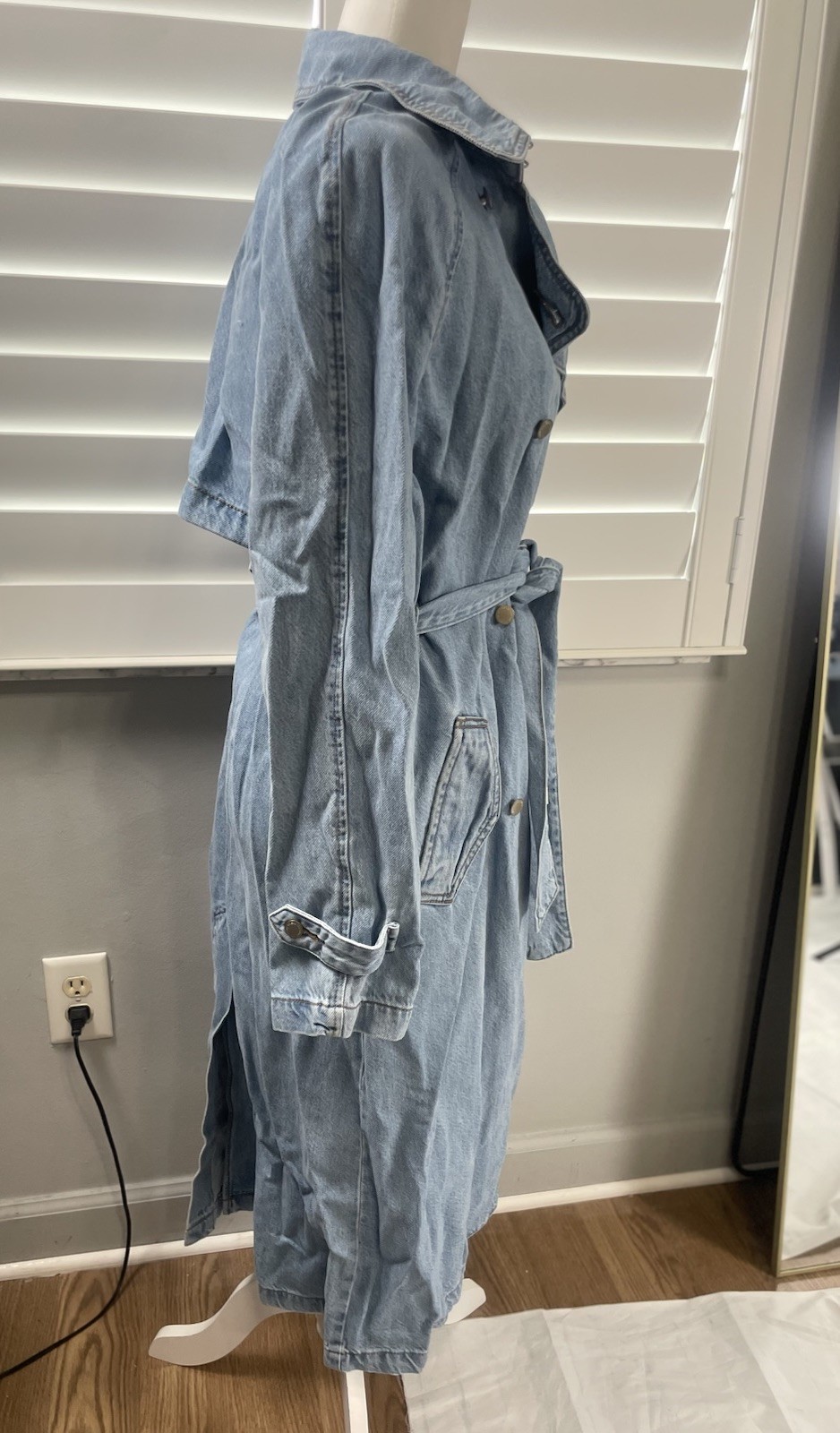 Universal Thread Jean Jacket Long Belted Trench C… - image 6