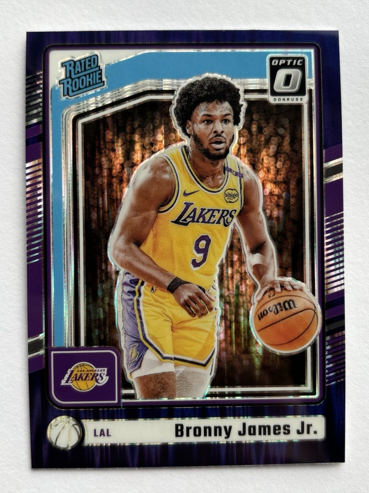 2024-25 Panini Donruss Optic Rated Rookie Bronny James #282 Purple Shock Prizm