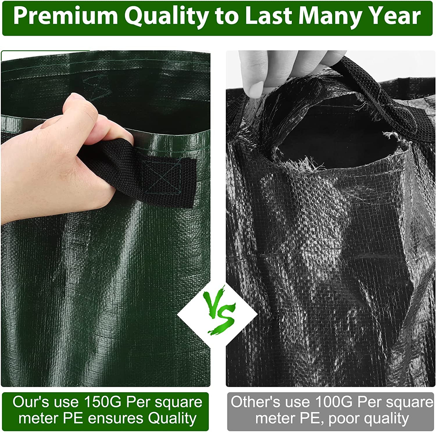 Jjgoo Potato Grow Bags, 4 Pack 10 Gallon with Flap and Handles Planter Pots 