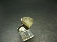 Libyan Desert Glass Tektite Sterling Silver Ring from Libya - Size 9 - 4.9 Grams