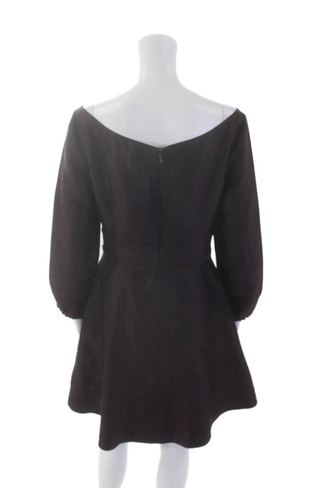 Vestido púrpura Cynthia Rowley para mujer manga larga cuello barco hasta la rodilla talla 6 Foto 3 de 4