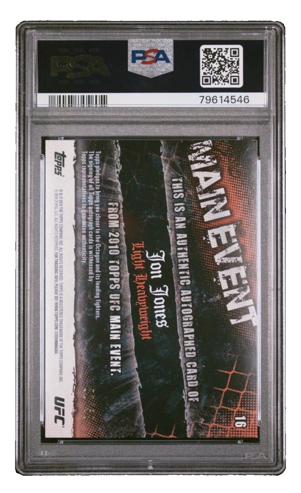 2010 Topps Ufc Main Event Autographs Jon Jones #16 view 2