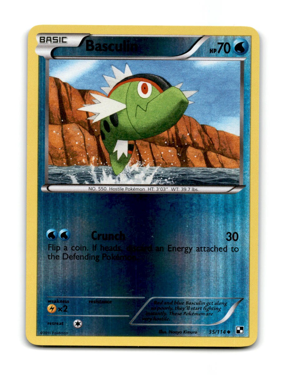 Basculin 35/114 Uncommon Black & White Pokemon Reverse Holo Near Mint ~03428