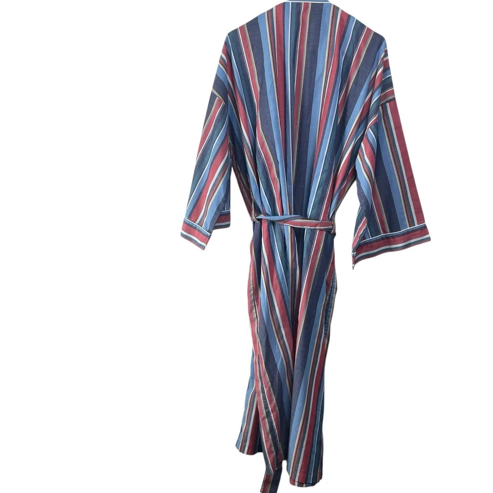 Jockey Robe 男式均码蓝色多色条纹带口袋和领带尺寸 OS — 第 2/4 张图片