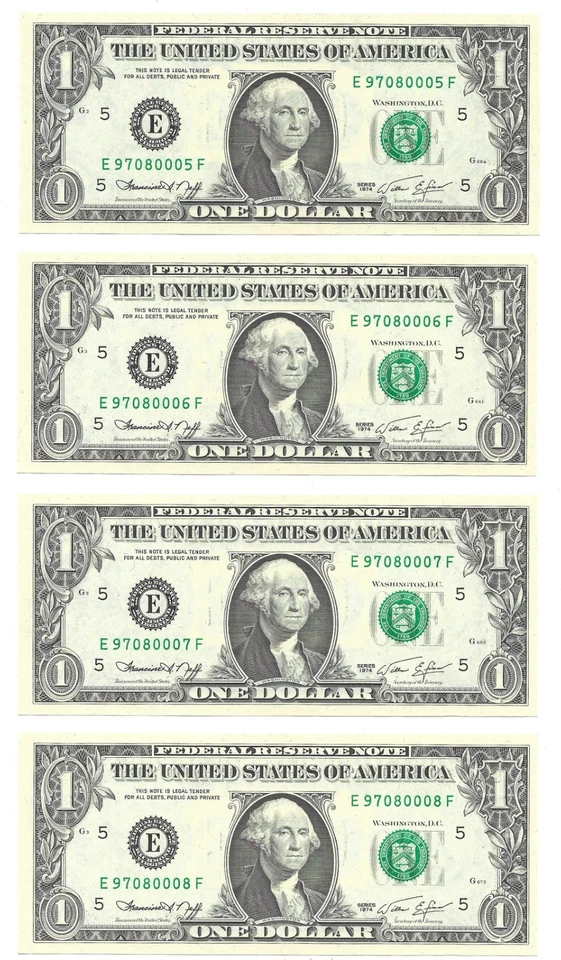 1974 $1 RICHMOND FRNs. 8 Consecutive, Crisp & UNCIRCULATED Banknotes. - Image 4 of 4