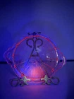 VTG Jeannette Cherry Blossom Pink Depression Glass Handled Cake Plate/Tray GLOWS
