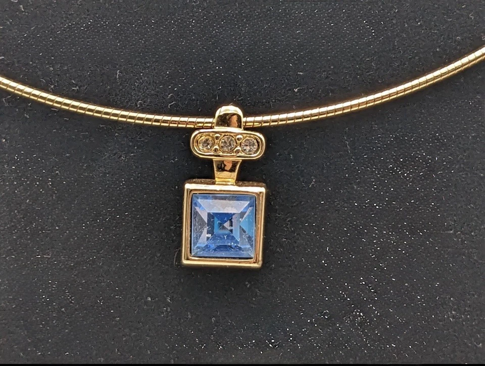 Premier Designs Collar Collar Azul/Cristal Transparente Slide Colgante y Pendientes Foto 4 de 4