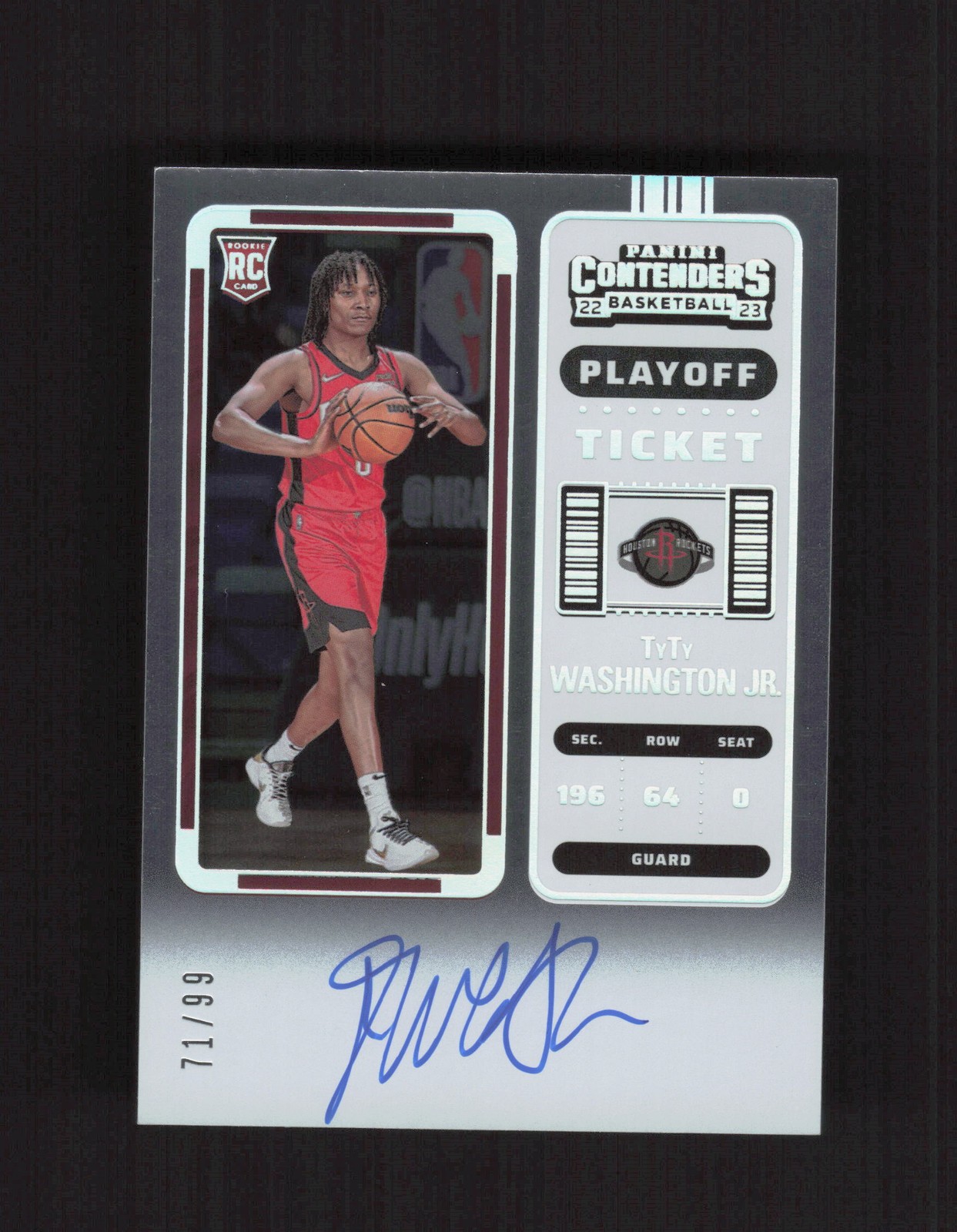 2022-23 Panini Contenders #128 TyTy Washington Jr. Playoff Ticket #/99 RC AUTO