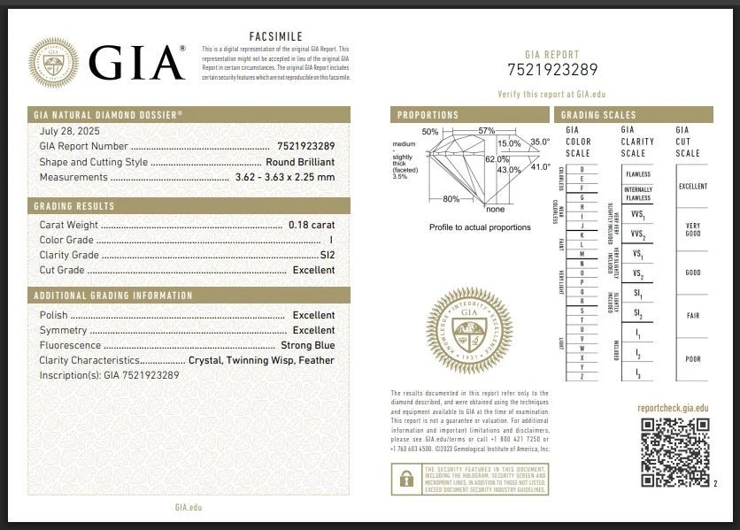 0.18 Ct 100% Natural GIA CERTIFIED Diamond 3 mm Size I/SI Grade Loose Round Cut - Image 3 of 4