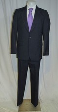 Yves Saint Laurent 1980's Made in France Vintage Navy Stripe Two Button Suit 38R