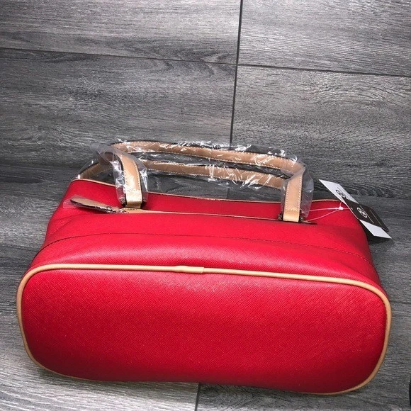 Bolso de hombro Giani Bernini Saffiano Tote rojo nuevo con etiquetas B000214 Foto 4 de 4