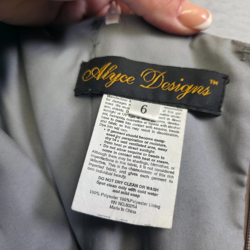 Alyce Designs Dress Womens 6 Silver Ballgown Formal Beaded Prom Strapless Tulle - Image 2 of 4