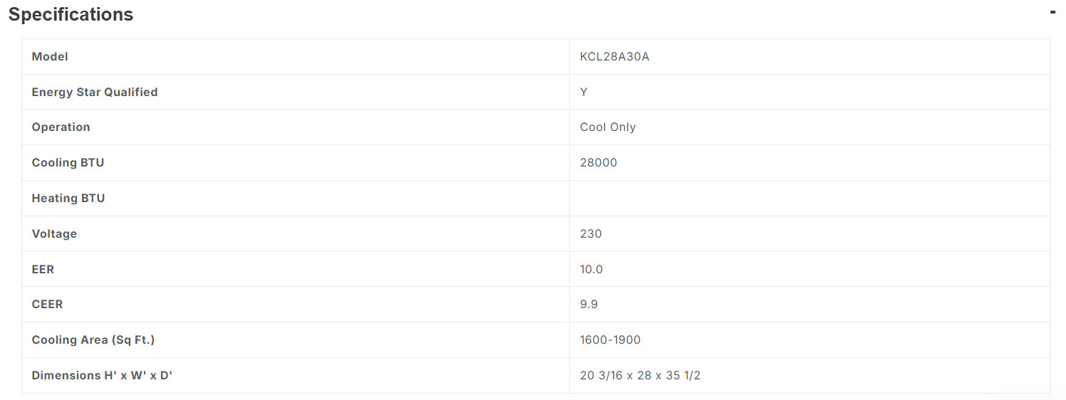 FRIEDRICH KCL28A30A  - 28,000 BTU AC UNIT