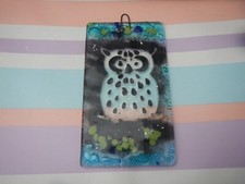 ART GLASS HANGING DECOR OF AN OWL BEAUTIFUL!