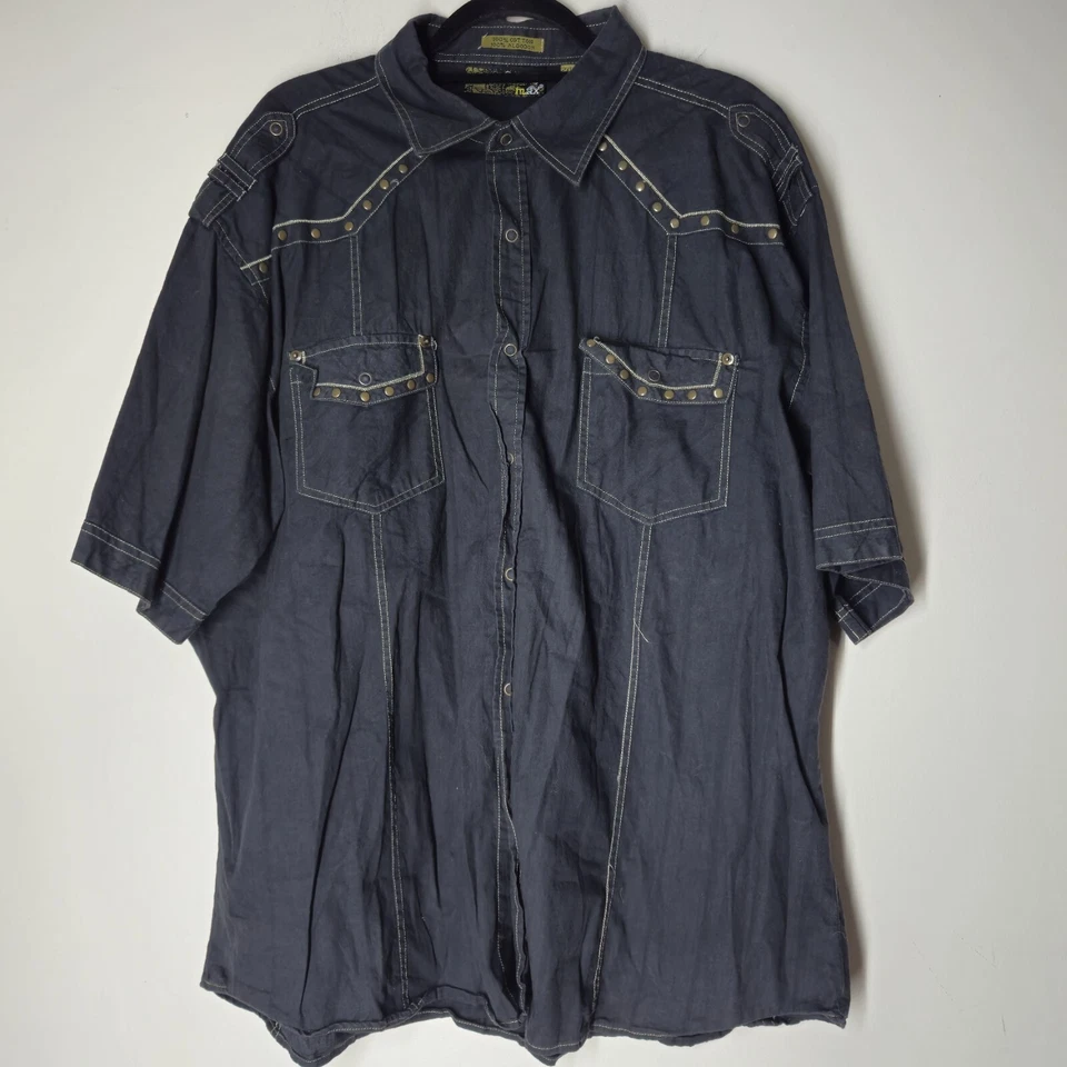 Camisa vintage Y2K Franky Max para hombre talla XXL bordada manga larga abotonada Foto 3 de 4