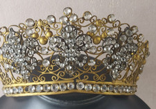 Collier Royal Avec Pendentif Croix, Couronne, Clé, Cœur Strass – Or, Longueur >60cm, Neuf Sans Emballage