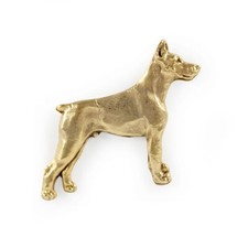Dobermann - Vergoldete Brosche, eleganter Hundeschmuck, einzigartige Brosche der