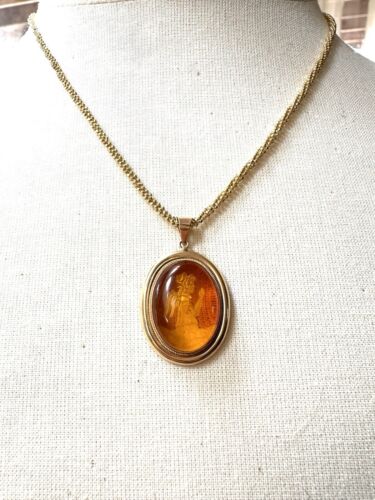 Michael Anthony Amber Cameo Angel Praying 14 K Pendant (no Chain) - Picture 2 of 9