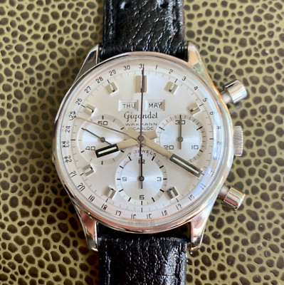 Vintage Gigandet Triple Calendar Chronograph Steel Valjoux 72C Wristwatch