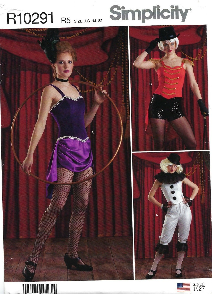 Simplicity R10291 Burlesque Circus Performer Costume Sz 14-22