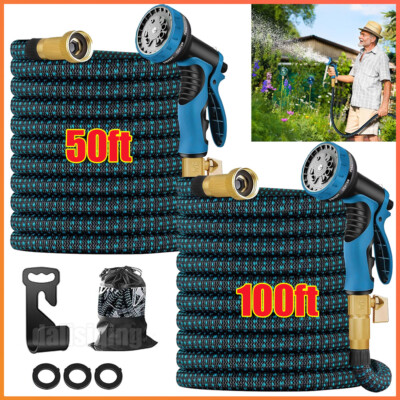 50FT 100FT 4X Stronger Deluxe Heavy Duty Expandable Flexible Garden Water Hose
