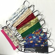 Adult LARGE Fabric Face Masks Lot of 3 Hand Made with Filter Pocket Washable