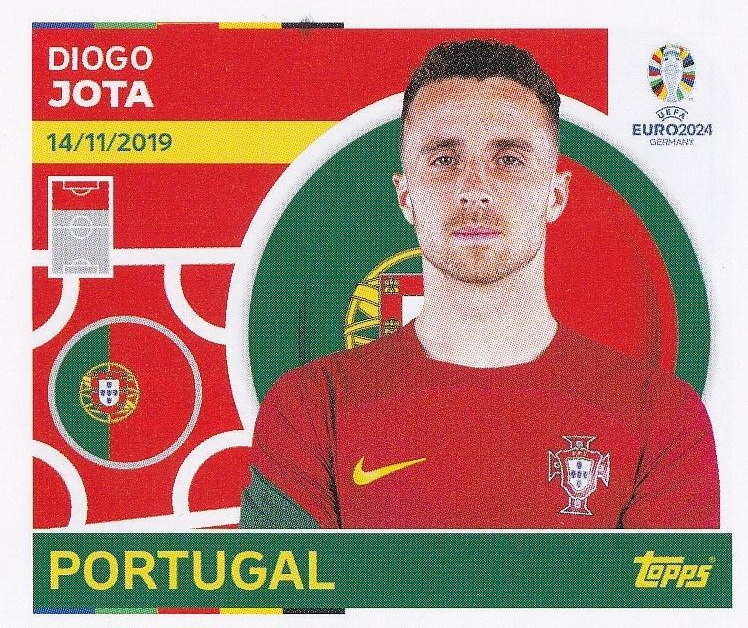Topps UEFA Euro 2024 Sticker Portugal POR 20 Diogo Jota | eBay