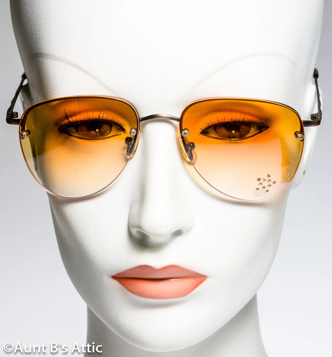 Sunglasses Novelty Aviator Style Frameless Glasses W/ Decorative Stone Accent 