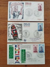 3 enveloppes premiers jours FDC Année 1956 N°1076 et 1077 Paire Europa cachet