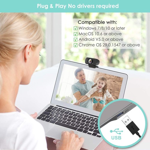 HD Webcam 1080P with Microphone, PC Laptop Desktop USB Webcams, Pro Streaming - 第 5/7 張圖片