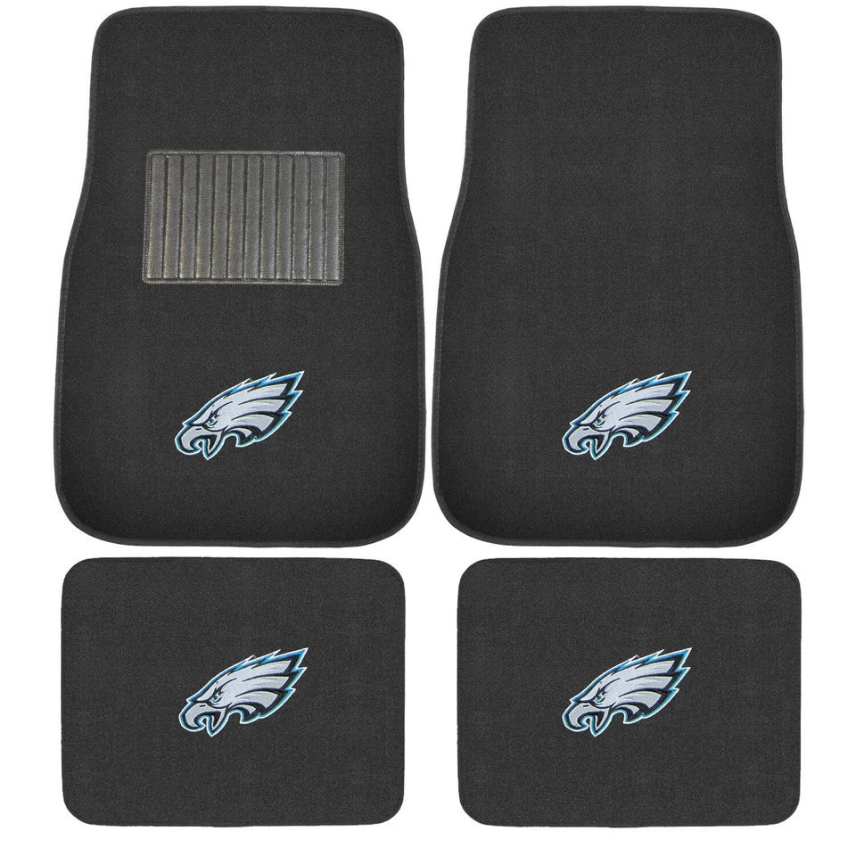 4PC NFL Philadelphia Eagles Car Truck Black All Weather Carpet Floor Mats Set Foto 2 de 4